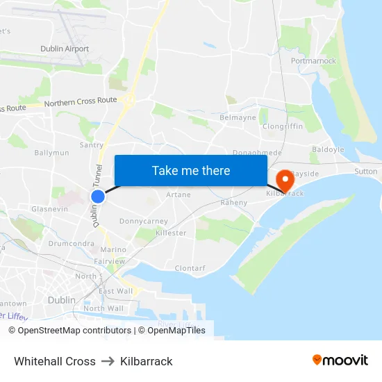 Whitehall Cross to Kilbarrack map