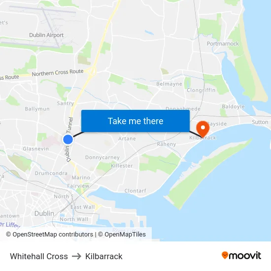Whitehall Cross to Kilbarrack map