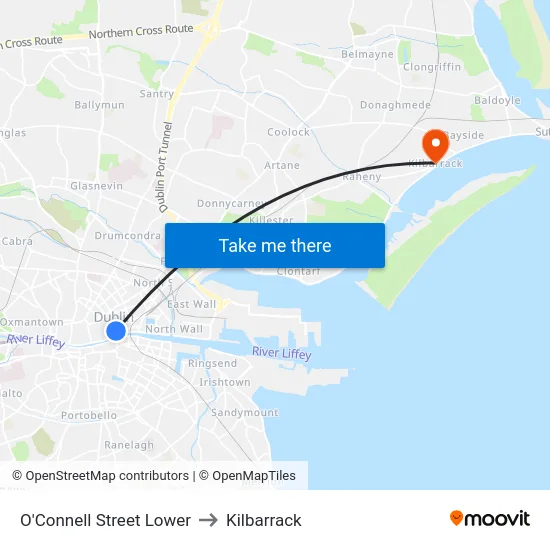 O'Connell Street Lower to Kilbarrack map
