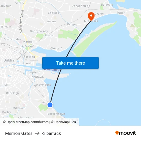 Merrion Gates to Kilbarrack map