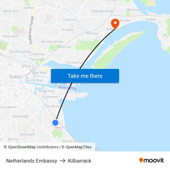 Netherlands Embassy to Kilbarrack map