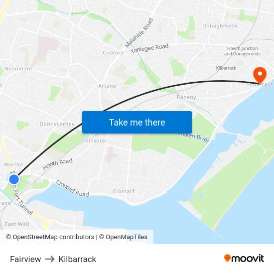 Fairview to Kilbarrack map