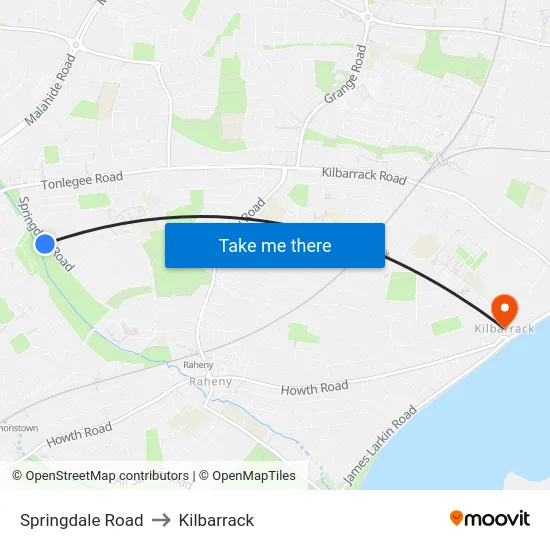 Springdale Road to Kilbarrack map