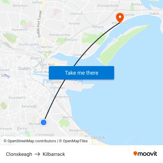 Clonskeagh to Kilbarrack map