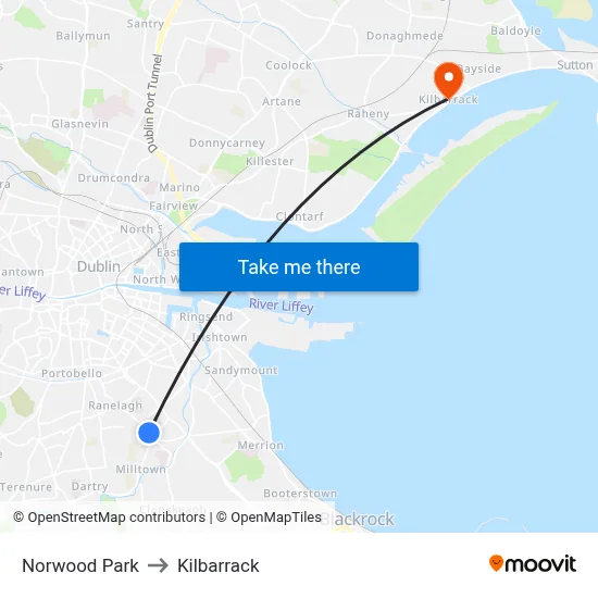 Norwood Park to Kilbarrack map