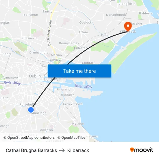 Cathal Brugha Barracks to Kilbarrack map