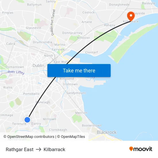 Rathgar East to Kilbarrack map