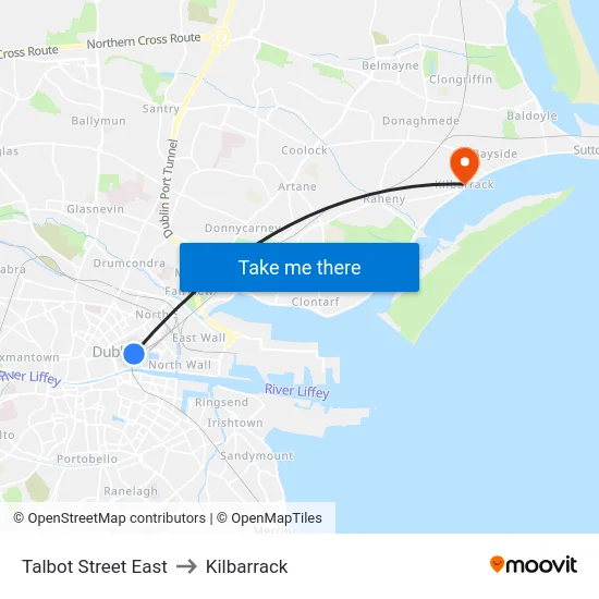 Talbot Street East to Kilbarrack map