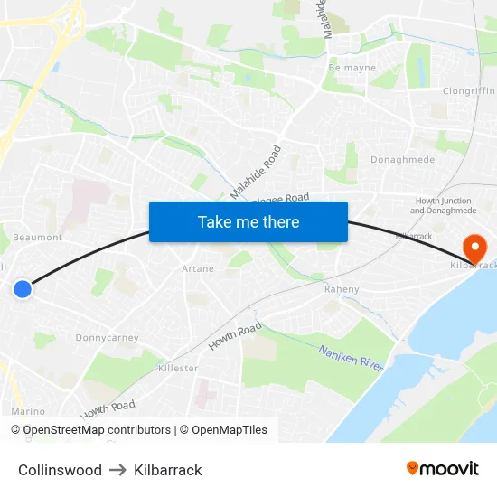 Collinswood to Kilbarrack map