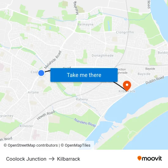 Coolock Junction to Kilbarrack map