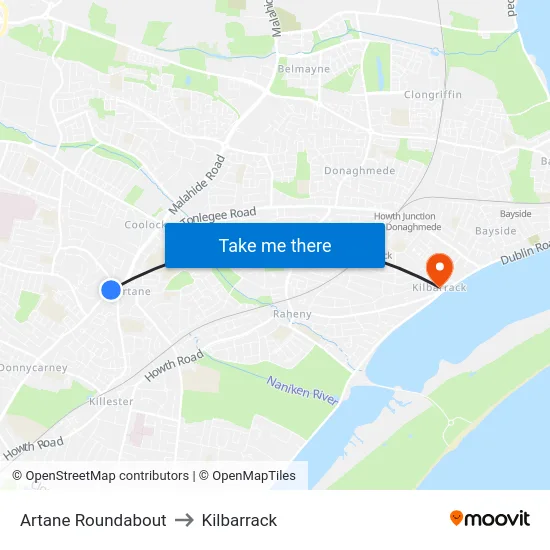 Artane Roundabout to Kilbarrack map