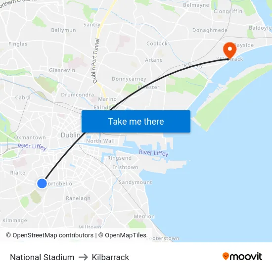 National Stadium to Kilbarrack map