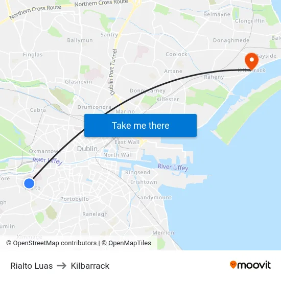 Rialto Luas to Kilbarrack map