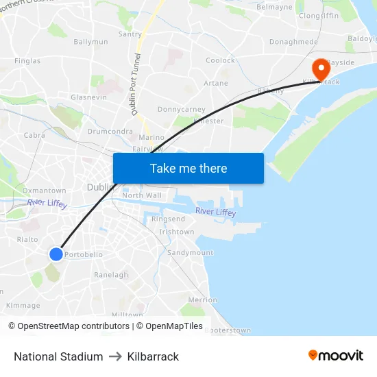 National Stadium to Kilbarrack map