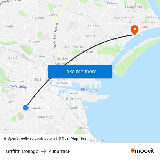 Griffith College to Kilbarrack map