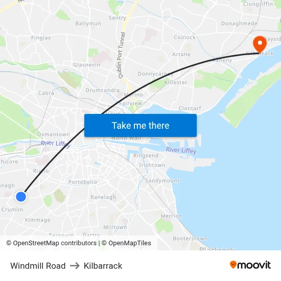 Windmill Road to Kilbarrack map