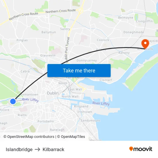 Islandbridge to Kilbarrack map