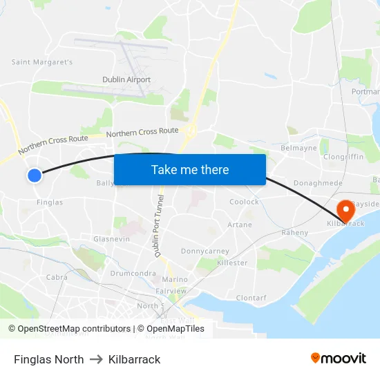 Finglas North to Kilbarrack map