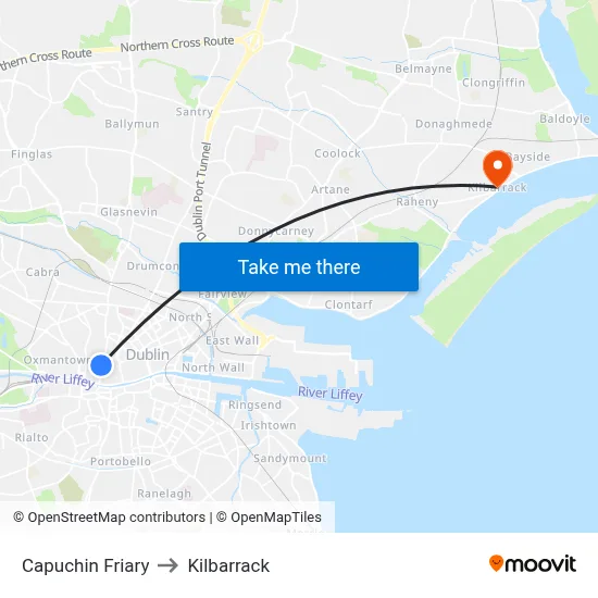 Capuchin Friary to Kilbarrack map