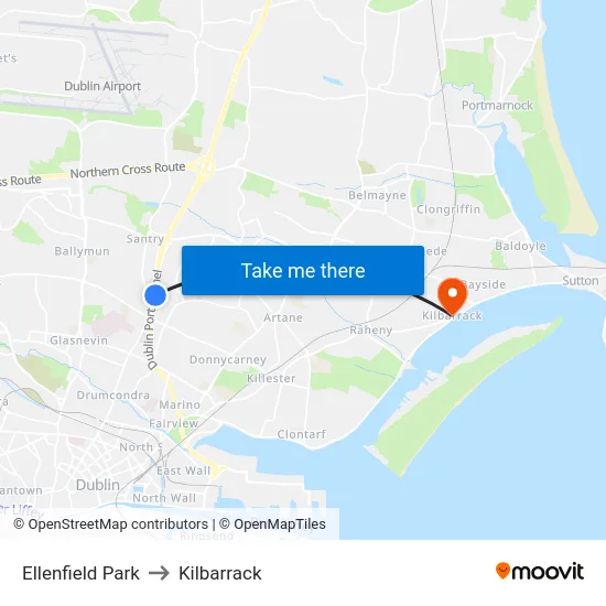 Ellenfield Park to Kilbarrack map