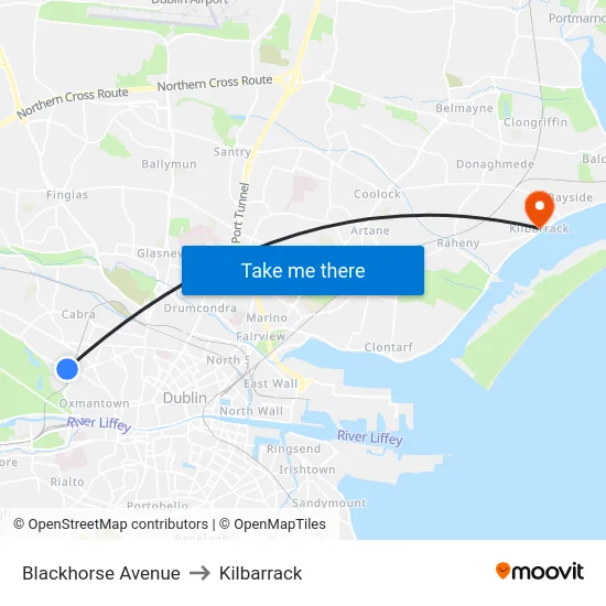 Blackhorse Avenue to Kilbarrack map