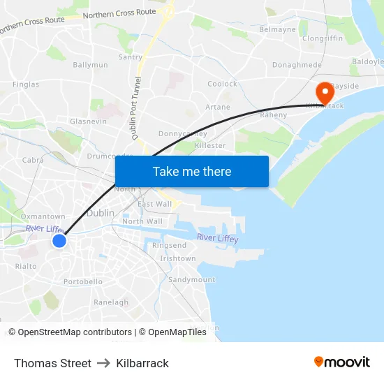 Thomas Street to Kilbarrack map