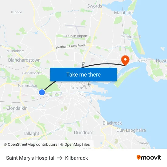 Saint Mary's Hospital to Kilbarrack map