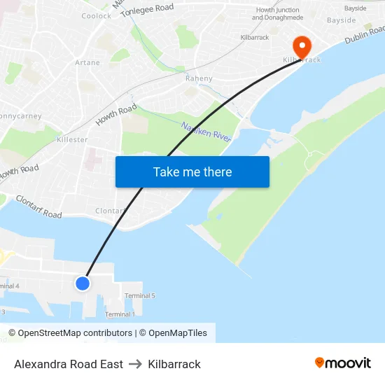 Alexandra Road East to Kilbarrack map