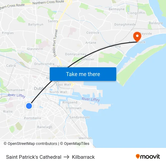 Saint Patrick's Cathedral to Kilbarrack map