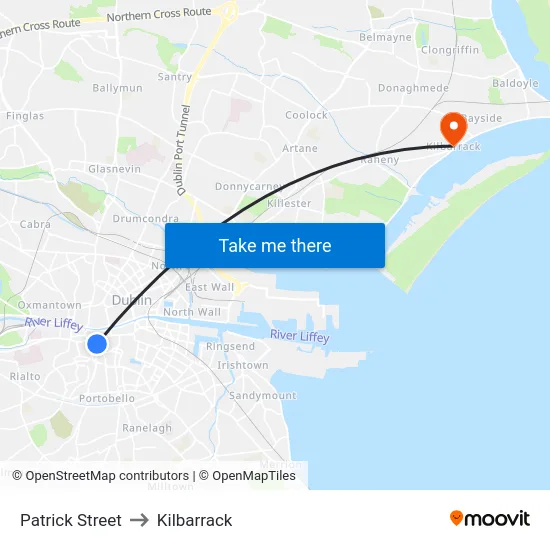 Patrick Street to Kilbarrack map