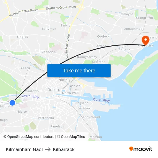 Kilmainham Gaol to Kilbarrack map