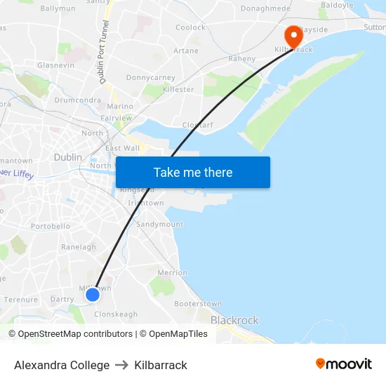 Alexandra College to Kilbarrack map