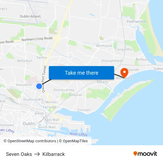 Seven Oaks to Kilbarrack map