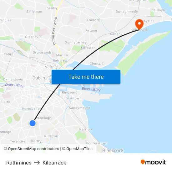 Rathmines to Kilbarrack map