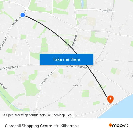 Clarehall Shopping Centre to Kilbarrack map