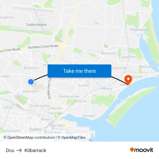 Dcu to Kilbarrack map