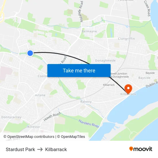 Stardust Park to Kilbarrack map