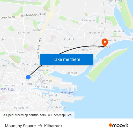 Mountjoy Square to Kilbarrack map