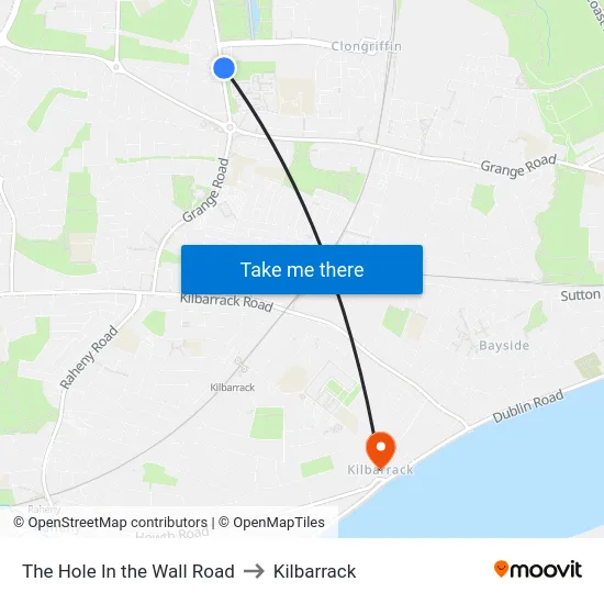 The Hole In the Wall Road to Kilbarrack map