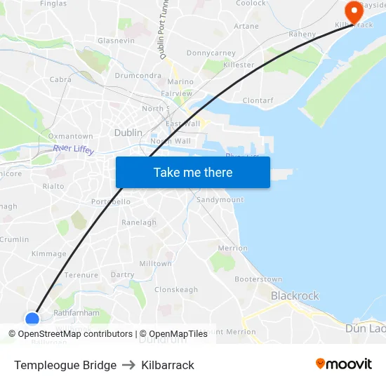 Templeogue Bridge to Kilbarrack map