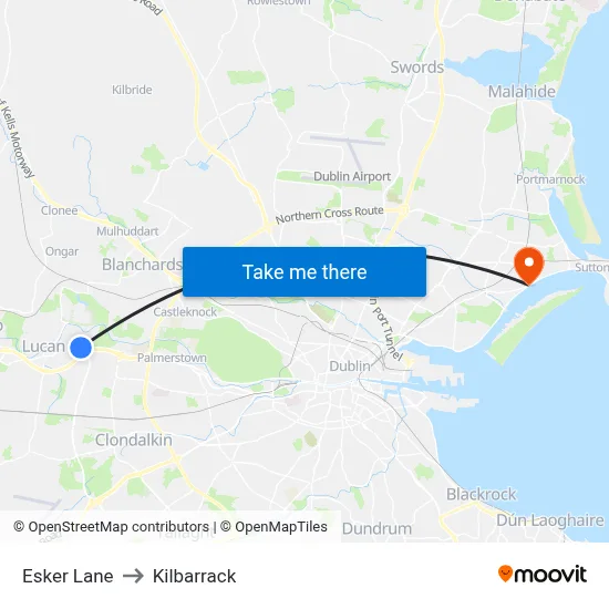 Esker Lane to Kilbarrack map