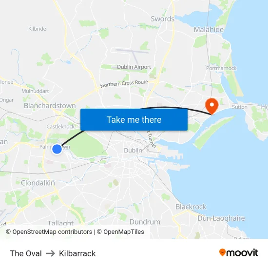 The Oval to Kilbarrack map