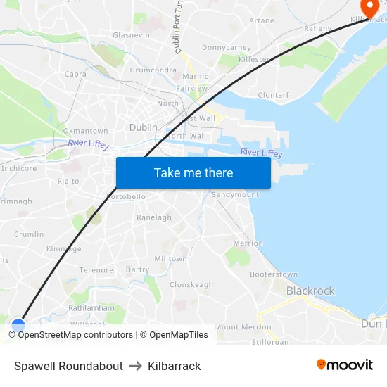 Spawell Roundabout to Kilbarrack map