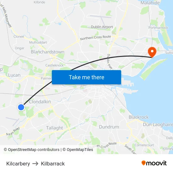 Kilcarbery to Kilbarrack map