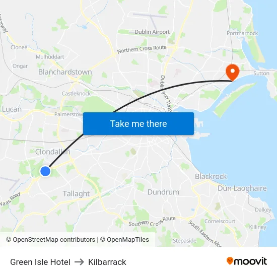 Green Isle Hotel to Kilbarrack map