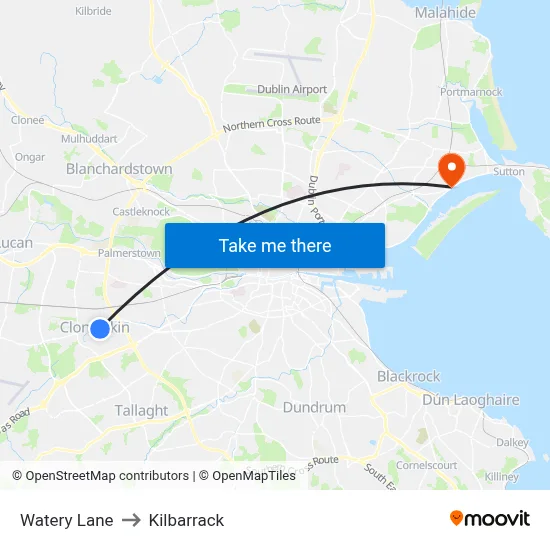 Watery Lane to Kilbarrack map