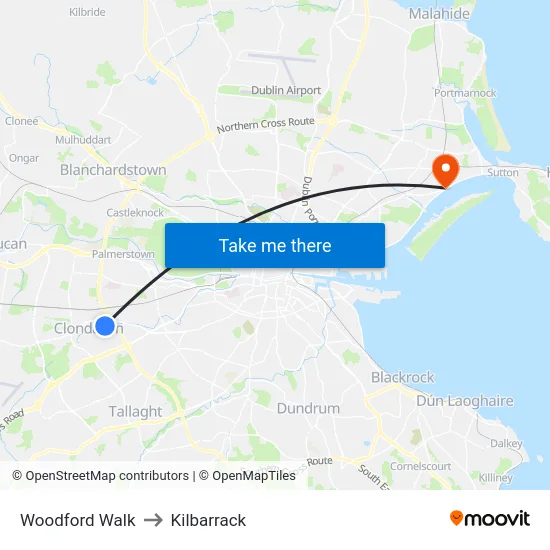 Woodford Walk to Kilbarrack map