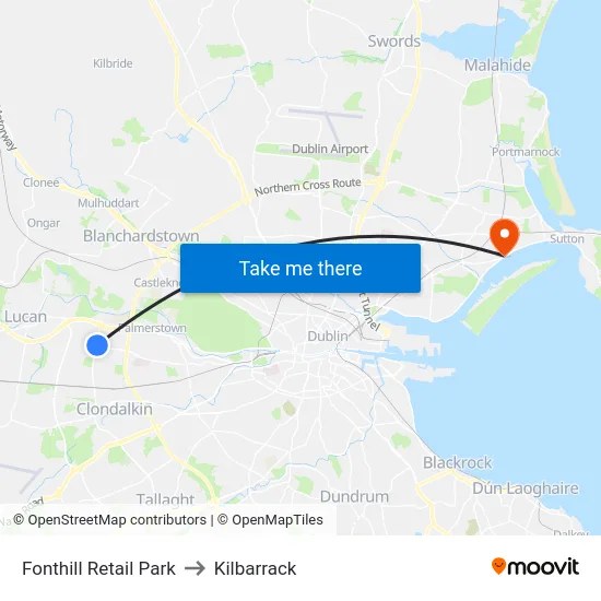 Fonthill Retail Park to Kilbarrack map