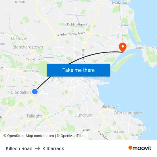 Killeen Road to Kilbarrack map