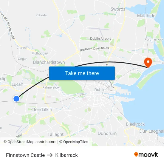 Finnstown Castle to Kilbarrack map